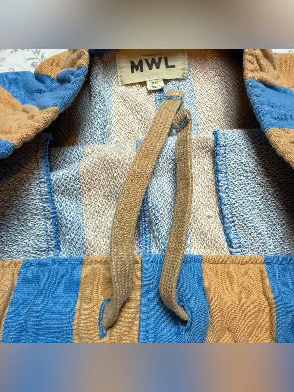 Madewell MWL Striped Pull-On Shorts Blue & Tan Womens Size XS High Rise - Picture 5 of 8